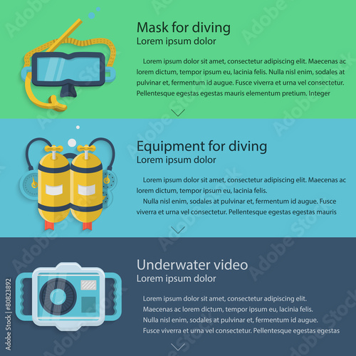 Diving equipment colored vector illustration