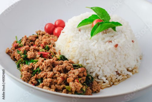 Rice Topped With Stir-fried Pork And Basil