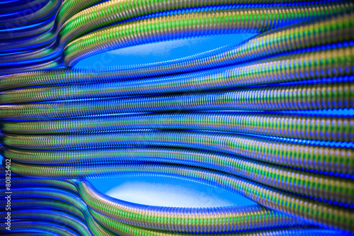 corrugation metal pipes abstract blue background
