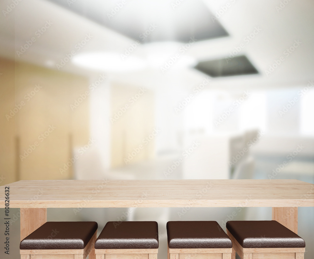 Fototapeta premium Table Top And Blur Office Background