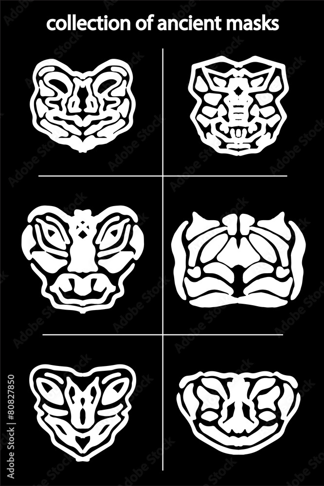 collection of original ancient masks, for tattoo and amulets collection of original ancient masks, for tattoo and amulets