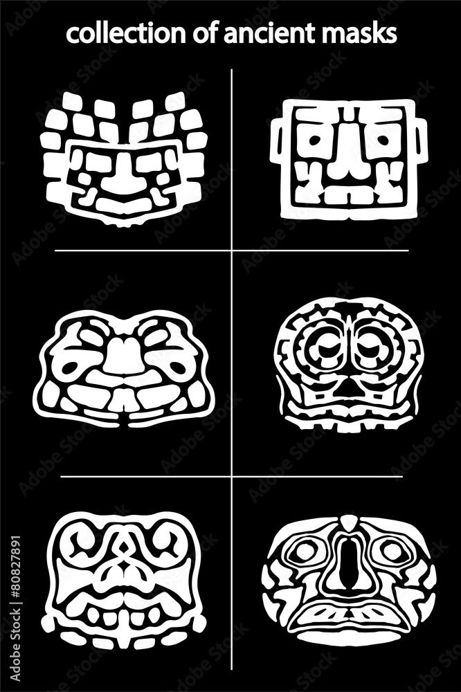 collection of original ancient masks, for tattoo and amulets collection of original ancient masks, for tattoo and amulets