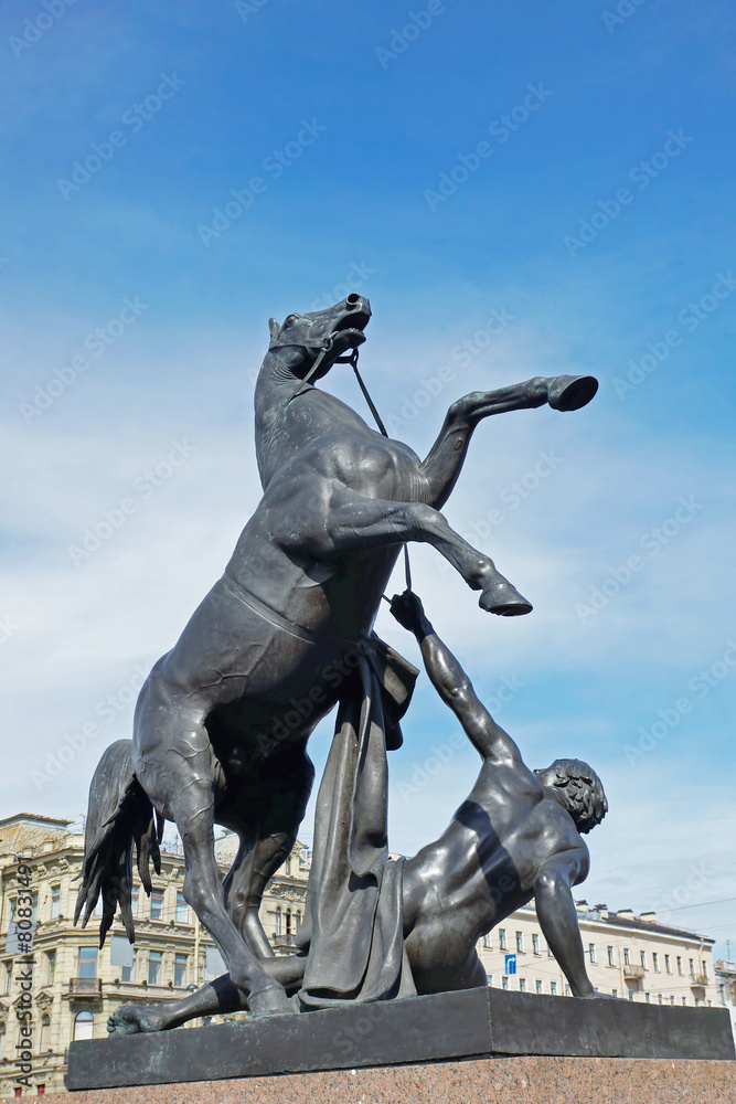 Obraz premium The Horse Tamer. Fragment of Anichkov Bridge, St. Petersburg