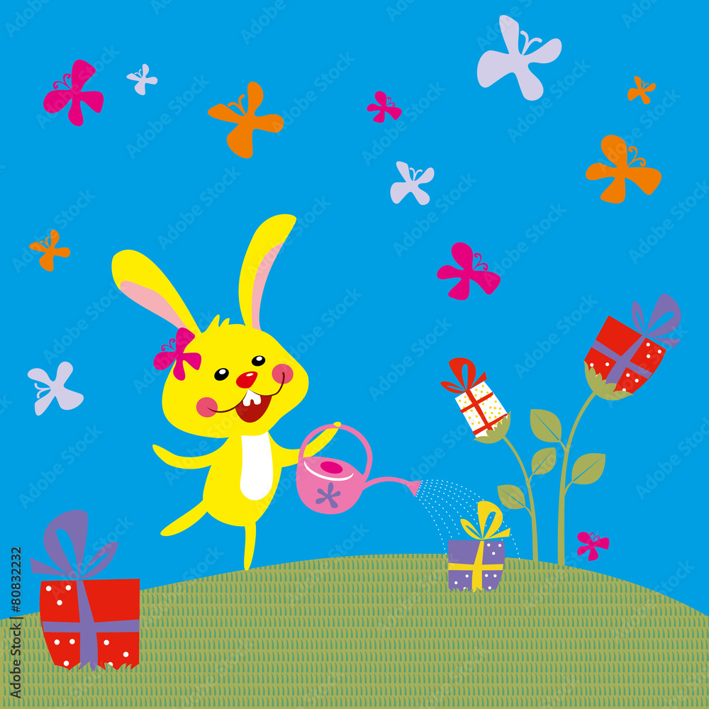 funny bunny with a gift funny bunny with a gift