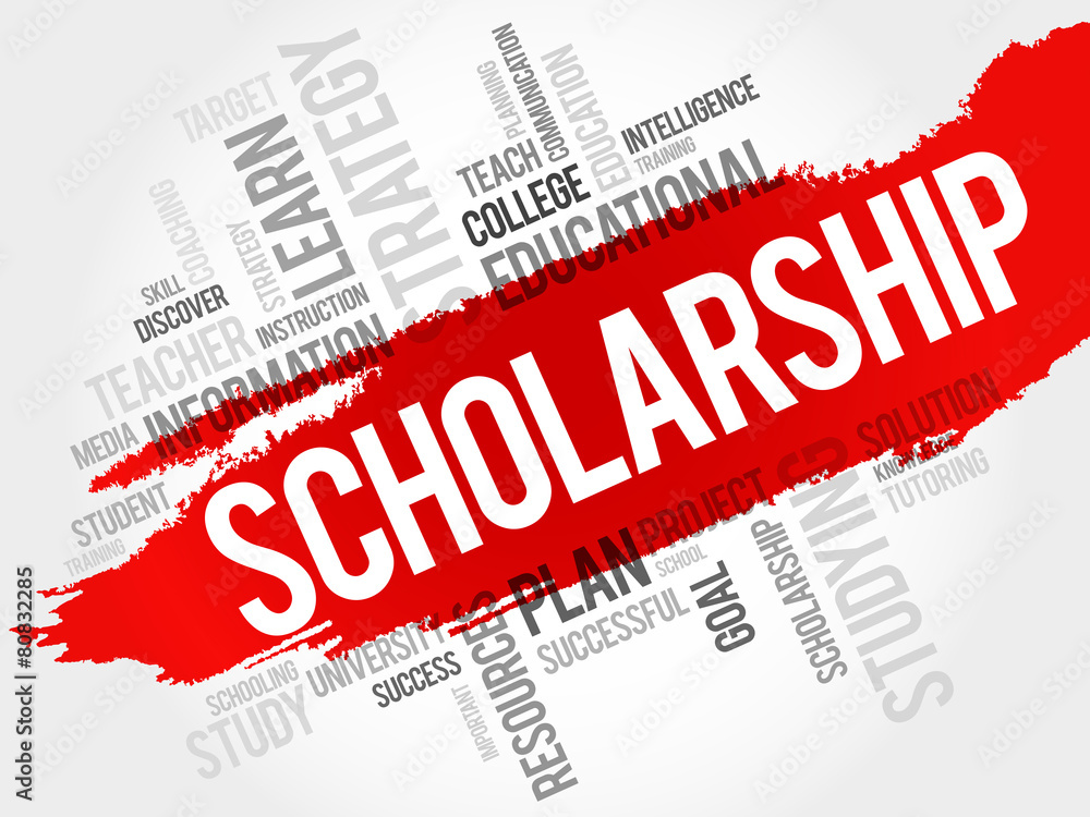 Scholarship word cloud, education concept