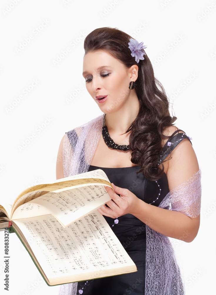 Opera Singer Singing in her Stage Dress