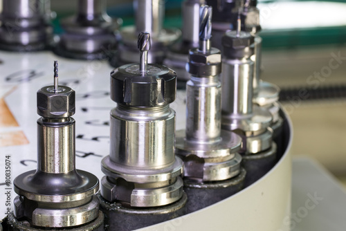 CNC industrial drill tool in automated lathe changer