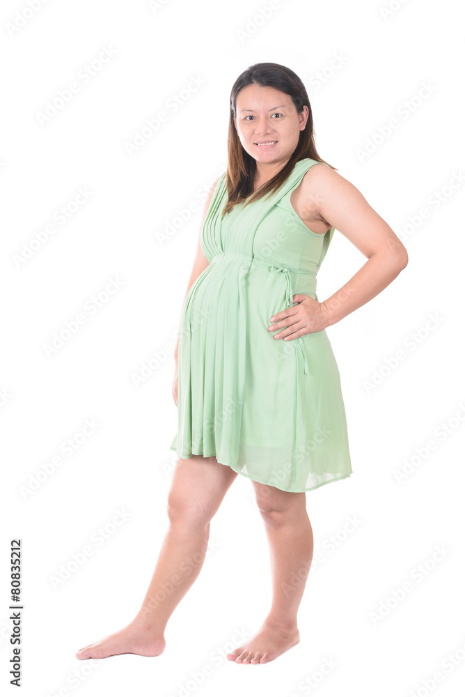 Beautiful happy pregnant woman relax isolated on white backgroun Beautiful happy pregnant woman relax isolated on white backgroun