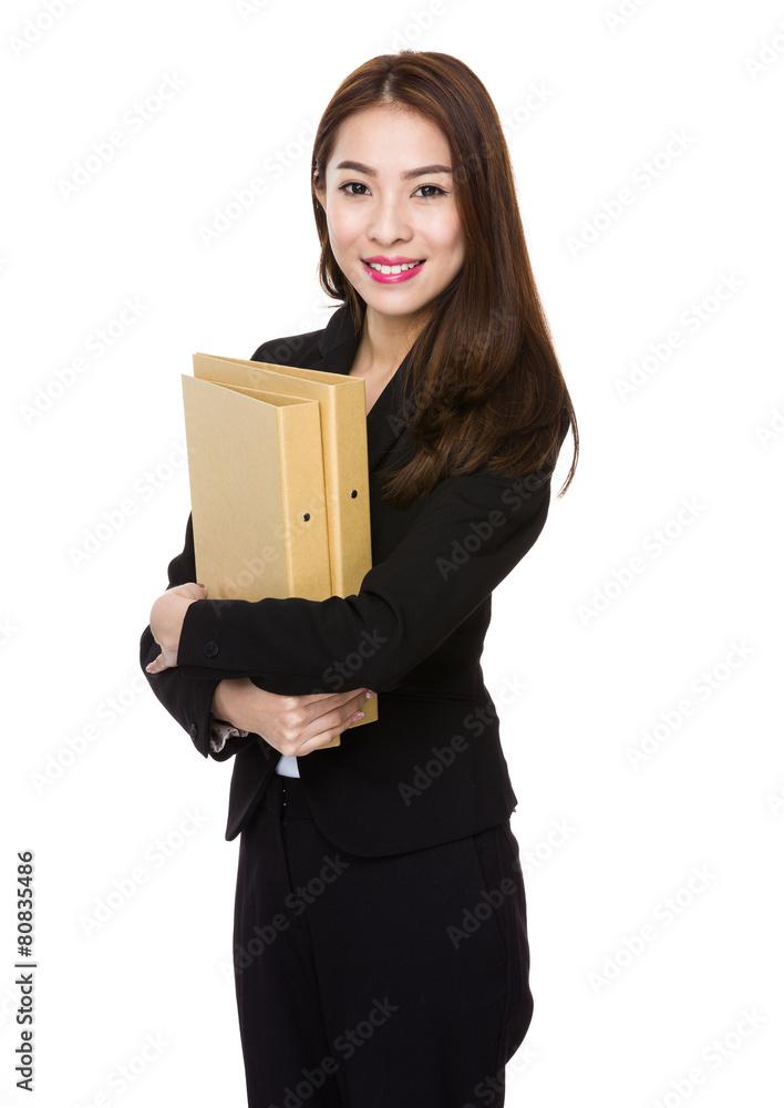 Young asian business woman holding file document Young asian business woman holding file document