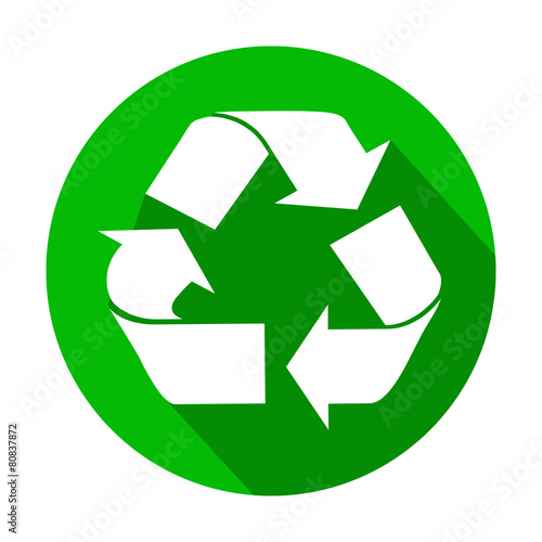 Icono redondo verde reciclaje con sombra