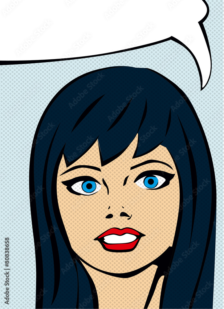 Retro comic girl with speech bubble Retro comic girl with speech bubble