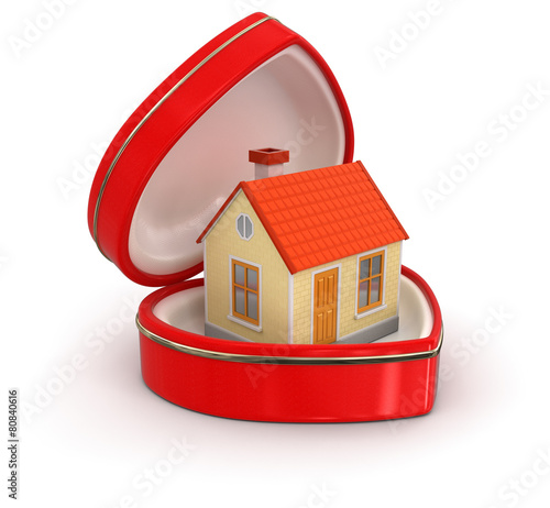 house in the heart box (clipping path included)