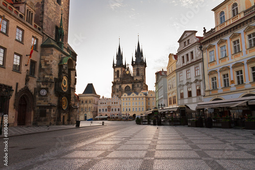 Old town square with city hall of Prague
