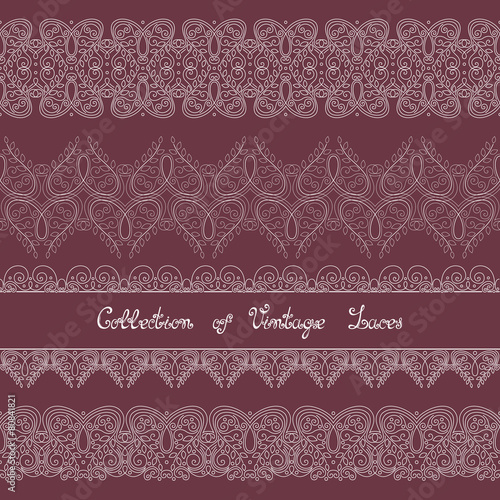 Vector Set of Vintage Template with Ornate Laces