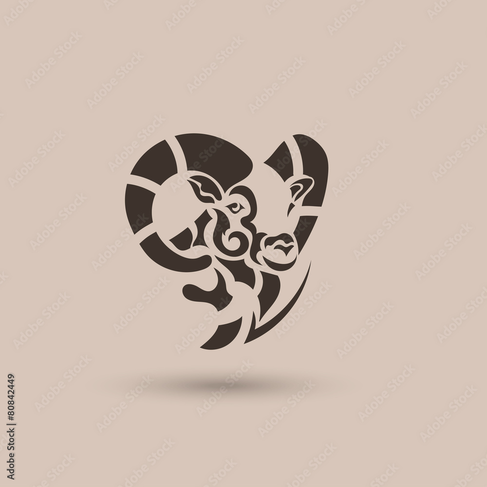 Vector stylized ram head. Abstract animal logo. Stock Vector | Adobe Stock