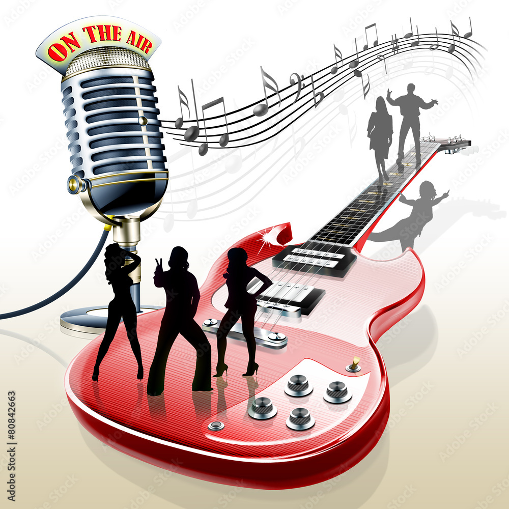 E-Gitarre Mikrofon Band Stock Illustration | Adobe Stock