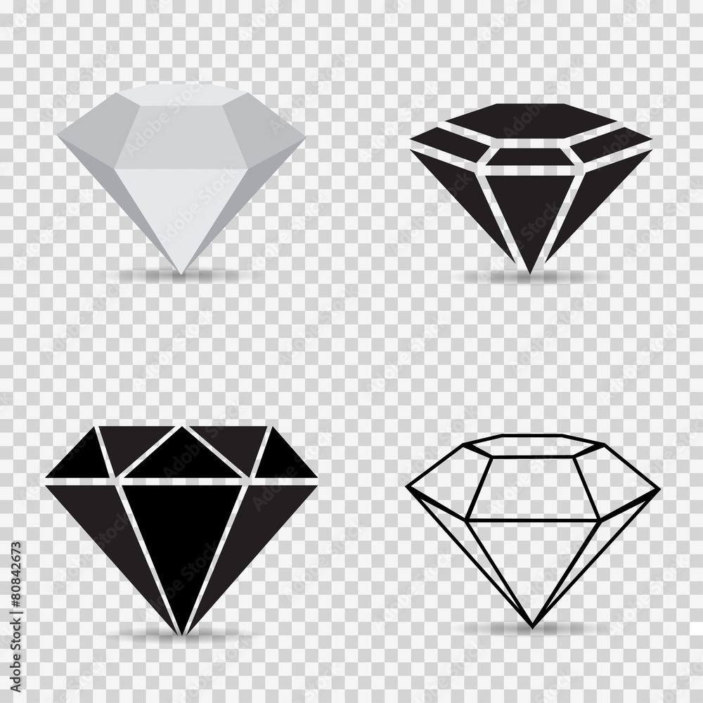 Icons variety diamonds on a gray checkered background vector - obrazy, fototapety, plakaty 