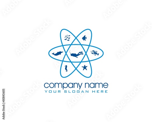 sea ocean fish dive logo icon vector