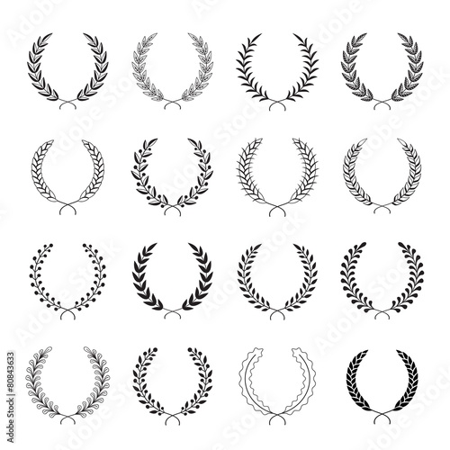 Set of vector laurel wreaths.