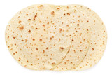 Piadina, italian tortilla group on white, clipping path