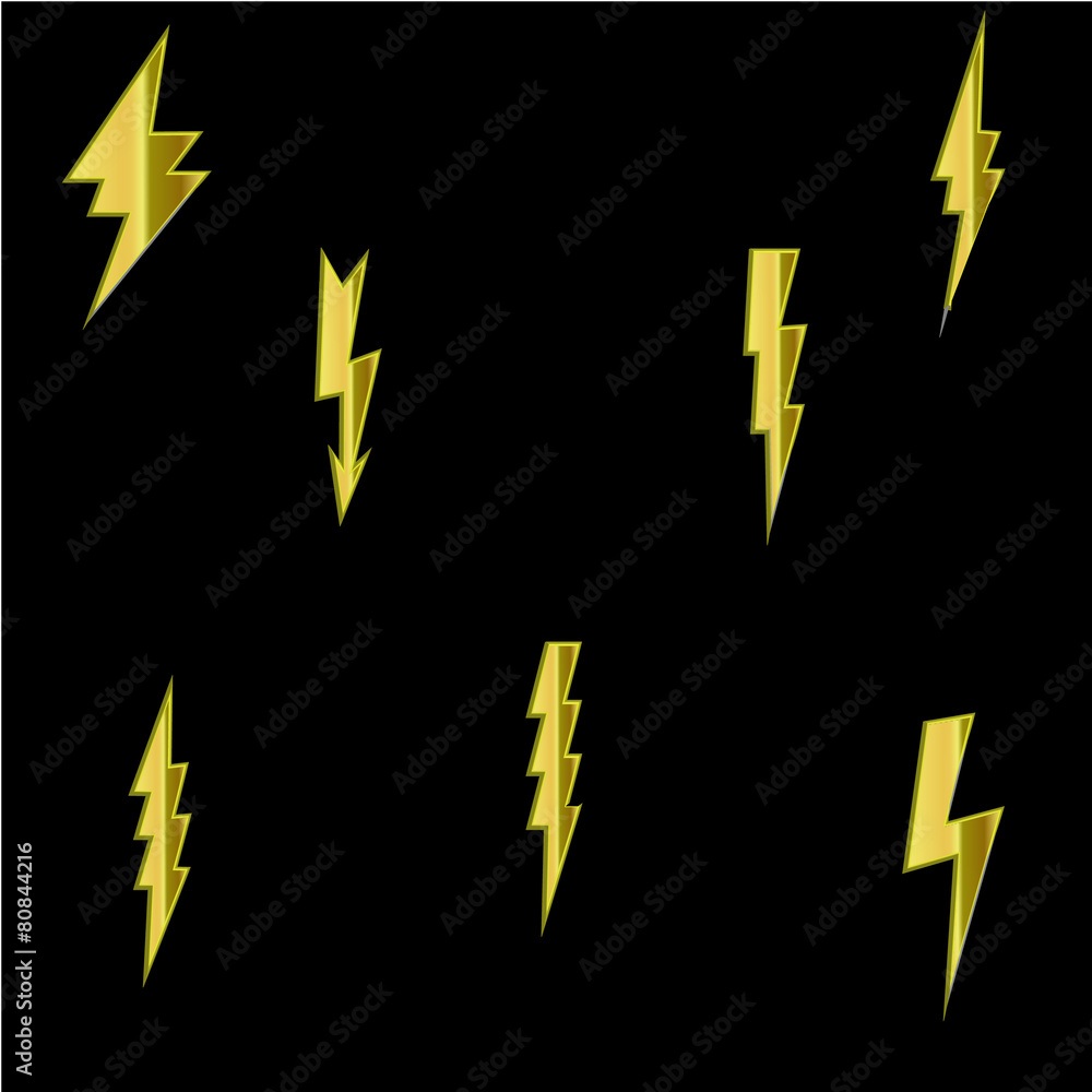 Lightning flat icons set Lightning flat icons set