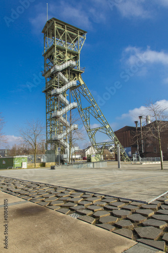 Mining tower as a memorial photo