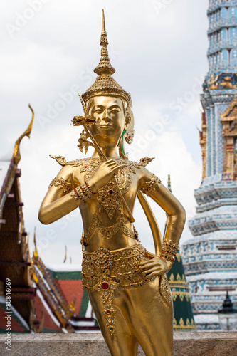 Golden Kinnari statue at the Thai Temple (Wat Phra Kaew) © arhendrix