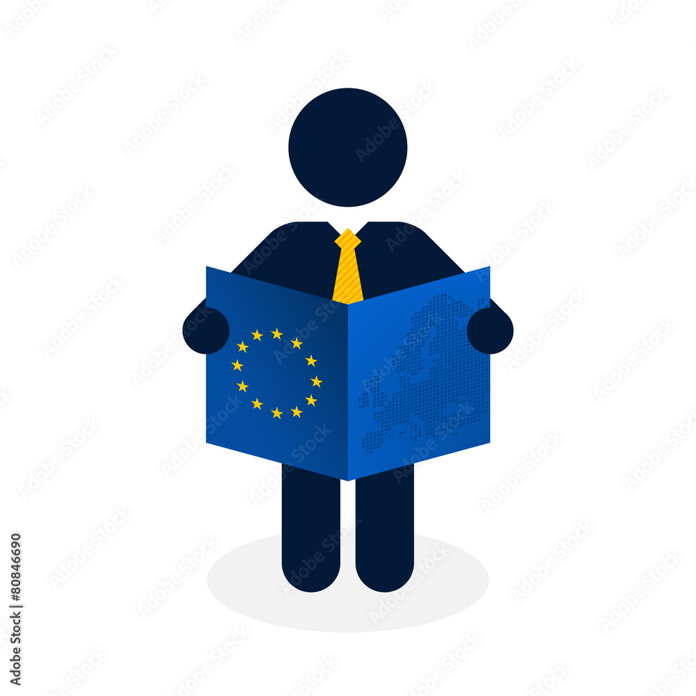 black figure with a yellow tie and blue European Paper black figure with a yellow tie and blue European Paper