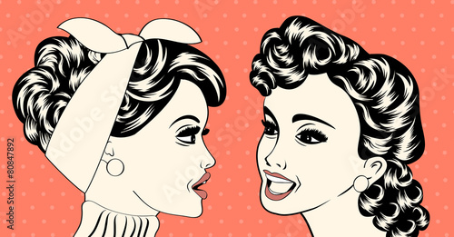 pop art retro women in comics style that gossip