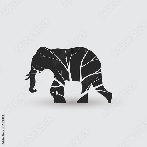 Stylized elephant.Creative artistic concept. 