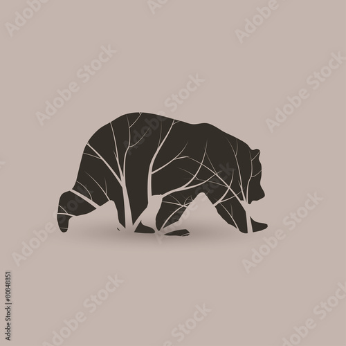 Stylized grizzly bear. Vector illustration tattoo. 