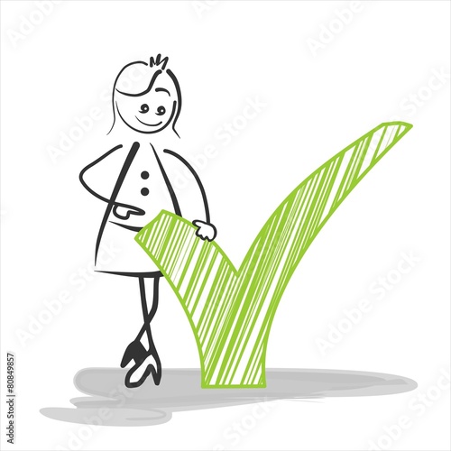 Check Woman Drawing Illustration - Frau grün grau