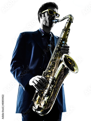 man saxophonist playing saxophone player  silhouette
