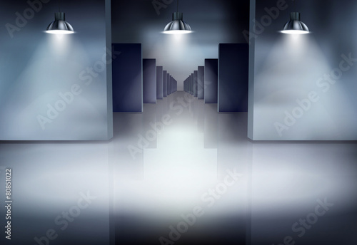 Old corridor. Vector illustration.