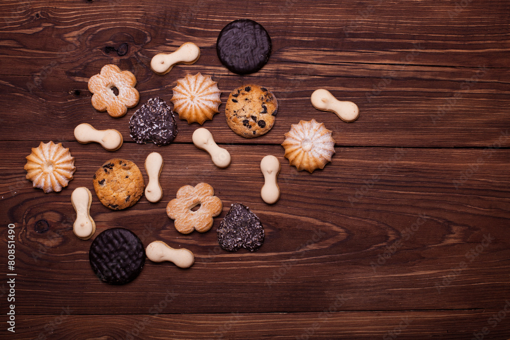 Various cookies on the wooden table Various cookies on the wooden table