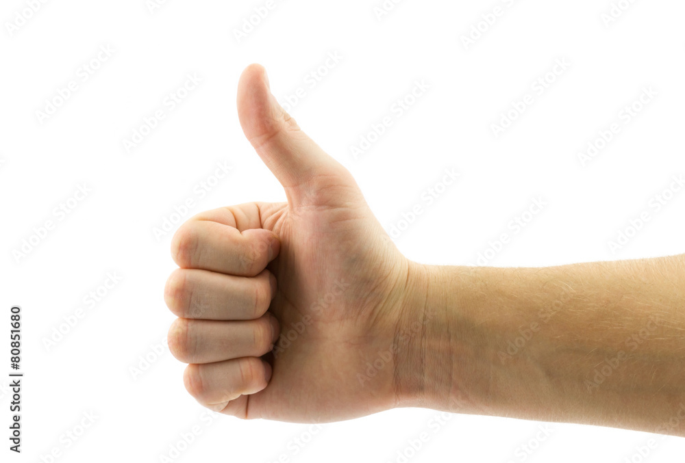 Close-up of male hand with thumb up isolated Close-up of male hand with thumb up isolated