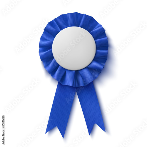 Blank, realistic blue fabric award ribbon.