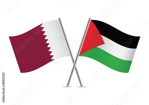 Free Download Palestinian and Qatar flags. Vector illustration. - GFXLoad