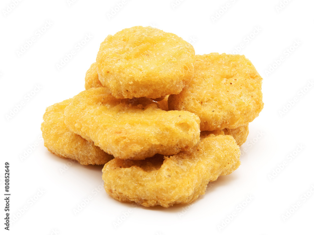 Fried chicken nuggets isolated Fried chicken nuggets isolated