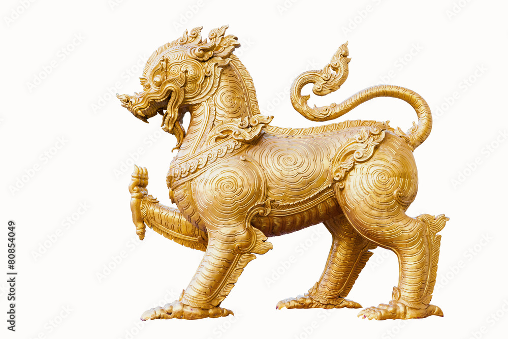Gold singha on white background Gold singha on white background