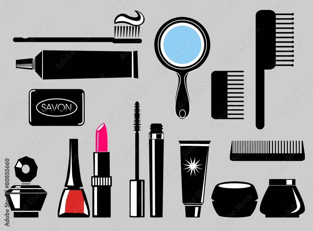 Set of beauty and makeup icons Set of beauty and makeup icons