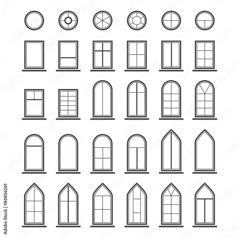Different types of windows. Eps10 - obrazy, fototapety, plakaty 