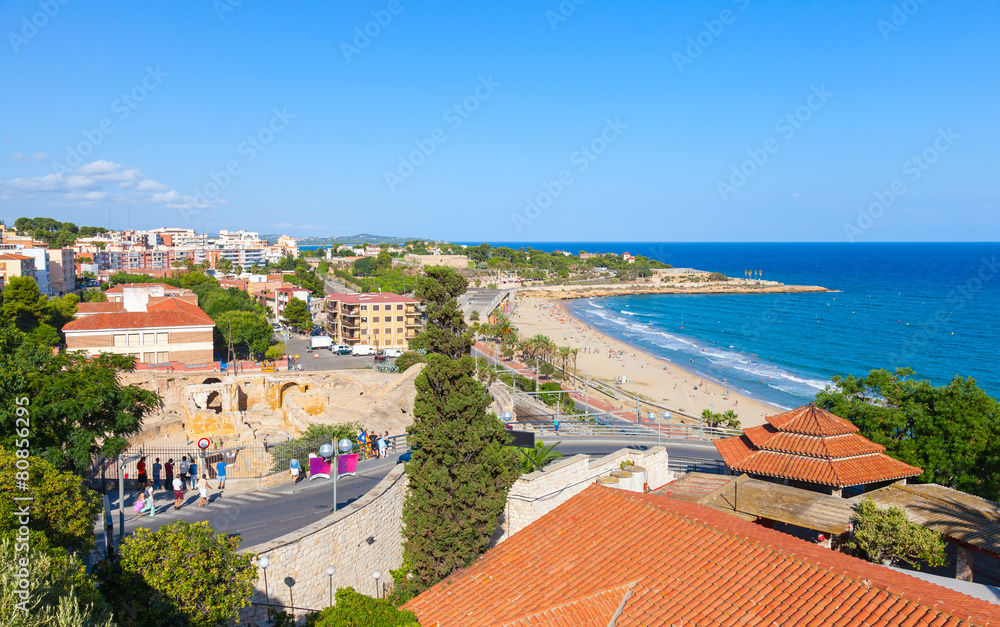 Coastal view of Tarragona city, Catalonia, Spain