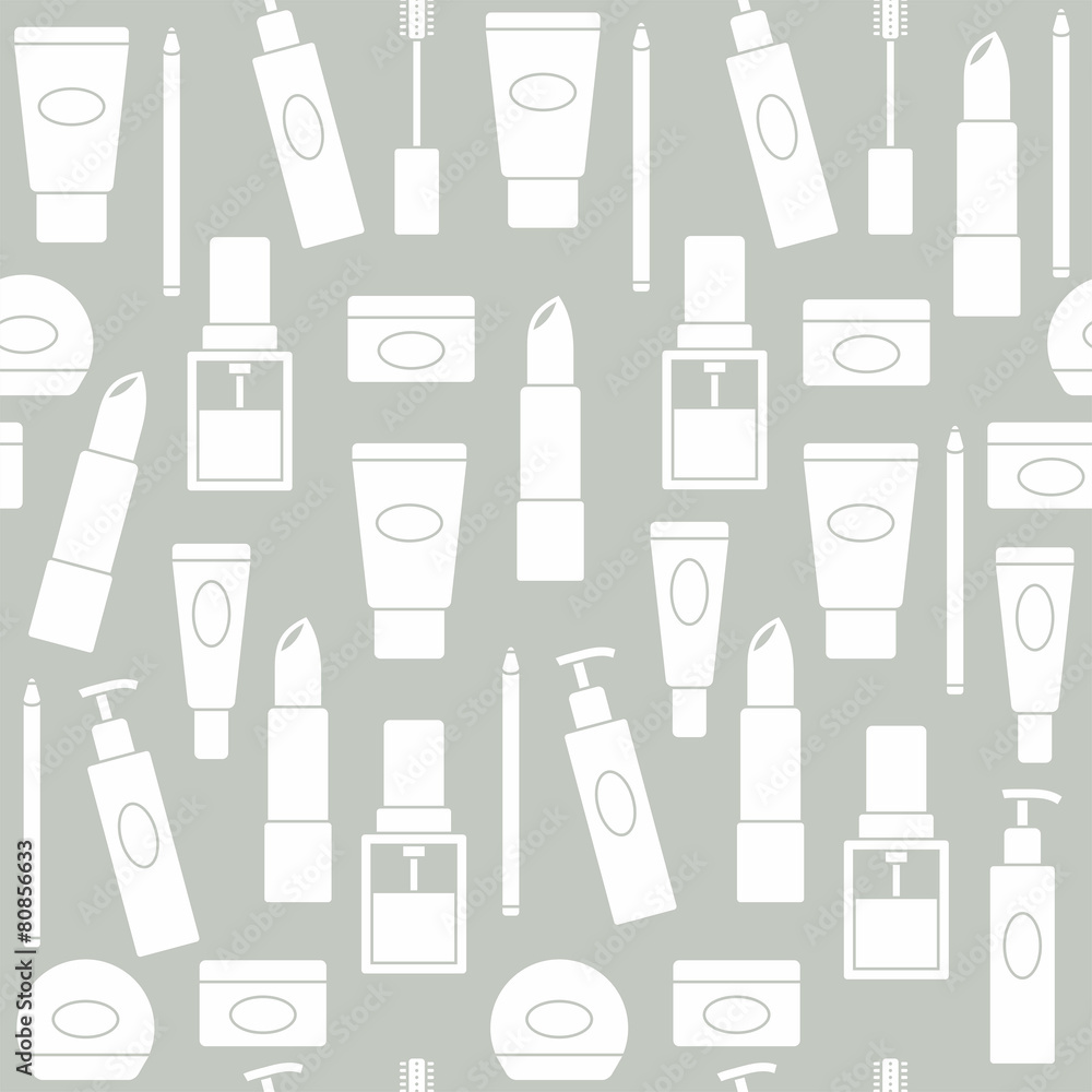 Seamless background with cosmetics icons Seamless background with cosmetics icons