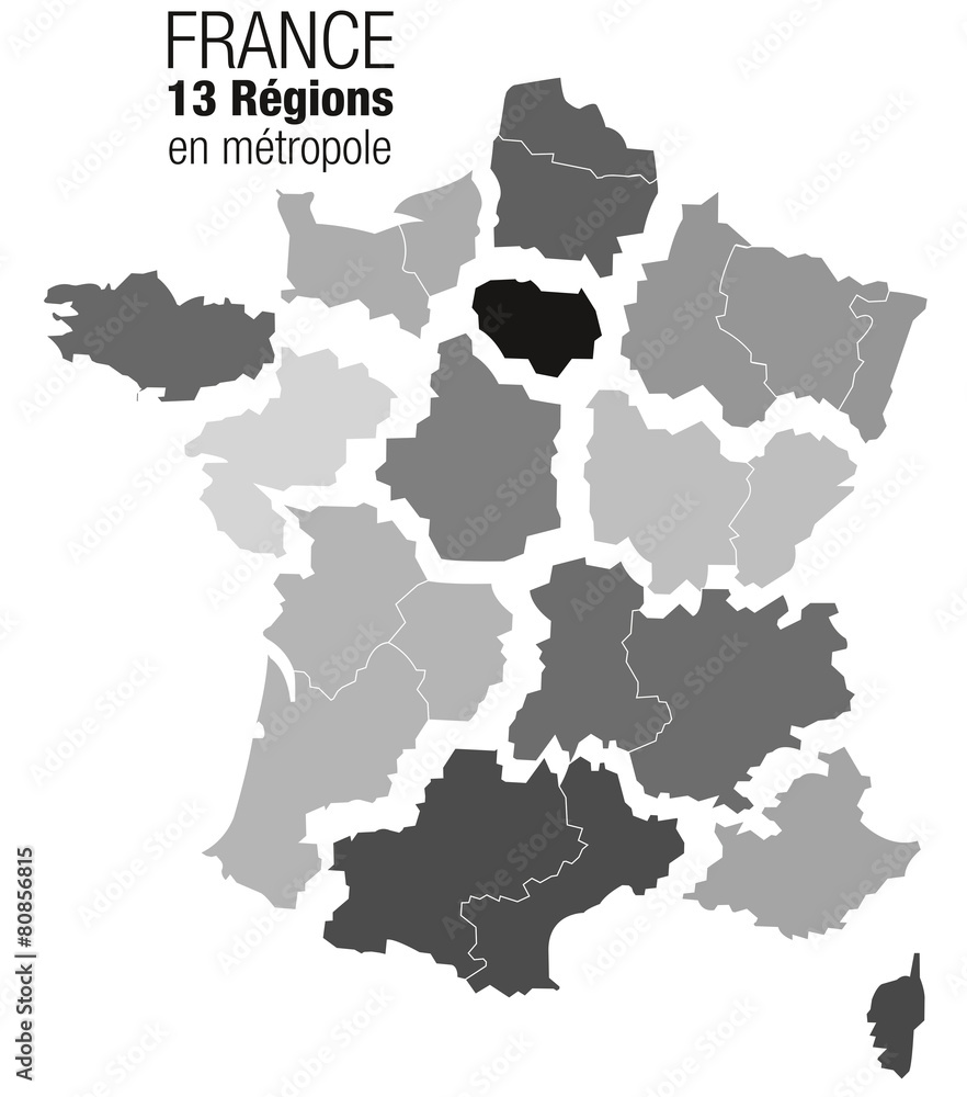 Fototapeta premium France - carte des regions 16