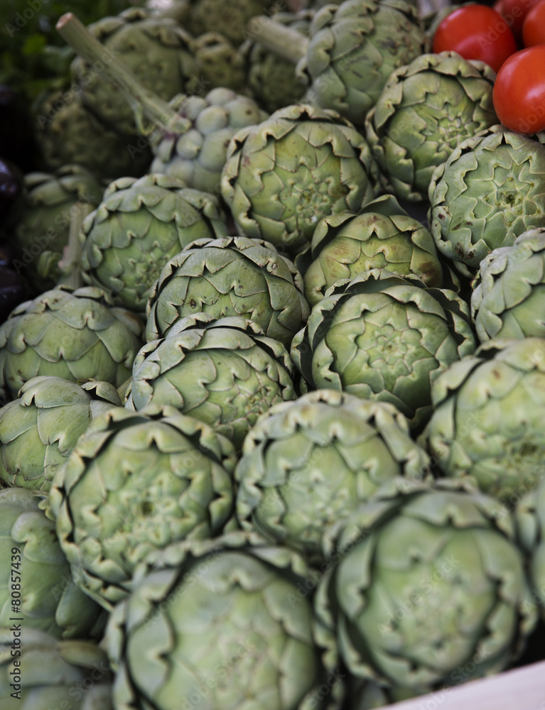Close up of Artichokes at the Vegetable market in Paris Close up of Artichokes at the Vegetable market in Paris