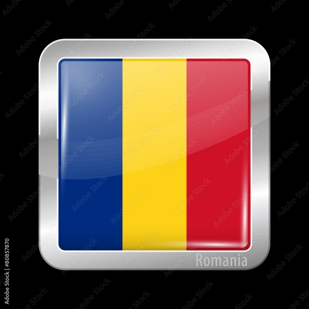 Fototapeta premium Flag of Romania. Metal Icons