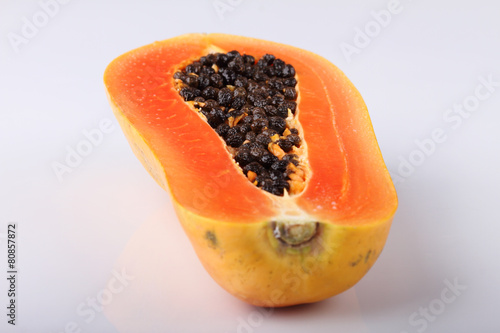 papaya on white background