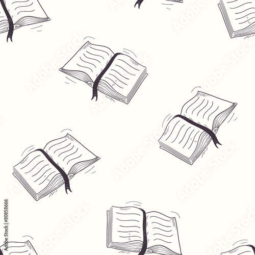 Sketched open book seamless pattern