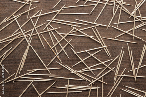 wooden toothpicks on the table background
